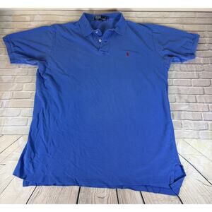 Men's POLO RALPH LAUREN Blue Cotton Polo Shirt Size XL
